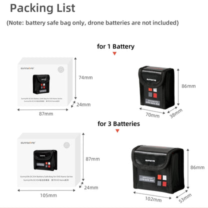 Sunnylife EVO-DC354 3 in 1 Battery Explosion-proof Bag for EVO Nano, EVO-DC354