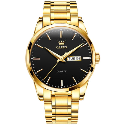 OLEVS 6898 Men Waterproof Luminous Steel Watch Band Quartz Watch, Black Blue Steel, Gold Black, Gold Blue, Gold White, Black Steel