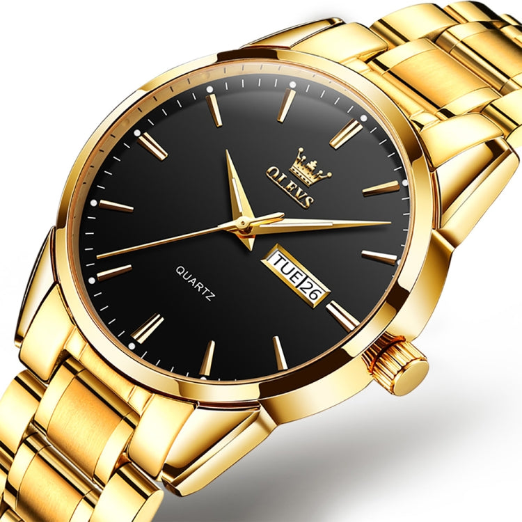 OLEVS 6898 Men Waterproof Luminous Steel Watch Band Quartz Watch, Black Blue Steel, Gold Black, Gold Blue, Gold White, Black Steel