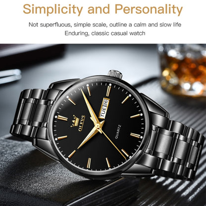 OLEVS 6898 Men Waterproof Luminous Steel Watch Band Quartz Watch, Black Blue Steel, Gold Black, Gold Blue, Gold White, Black Steel