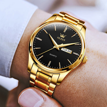 OLEVS 6898 Men Waterproof Luminous Steel Watch Band Quartz Watch, Black Blue Steel, Gold Black, Gold Blue, Gold White, Black Steel