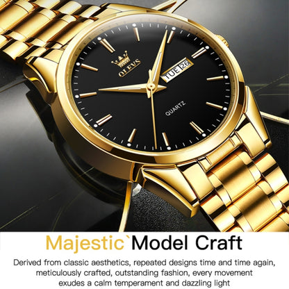 OLEVS 6898 Men Waterproof Luminous Steel Watch Band Quartz Watch, Black Blue Steel, Gold Black, Gold Blue, Gold White, Black Steel