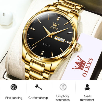 OLEVS 6898 Men Waterproof Luminous Steel Watch Band Quartz Watch, Black Blue Steel, Gold Black, Gold Blue, Gold White, Black Steel
