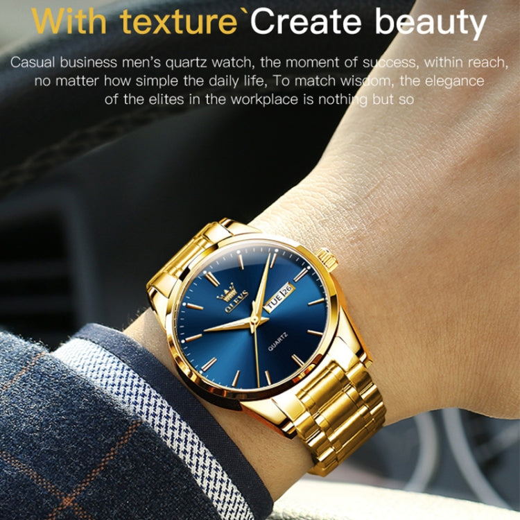 OLEVS 6898 Men Waterproof Luminous Steel Watch Band Quartz Watch, Black Blue Steel, Gold Black, Gold Blue, Gold White, Black Steel