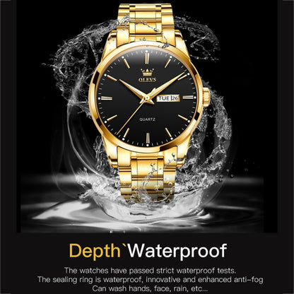 OLEVS 6898 Men Waterproof Luminous Steel Watch Band Quartz Watch, Black Blue Steel, Gold Black, Gold Blue, Gold White, Black Steel