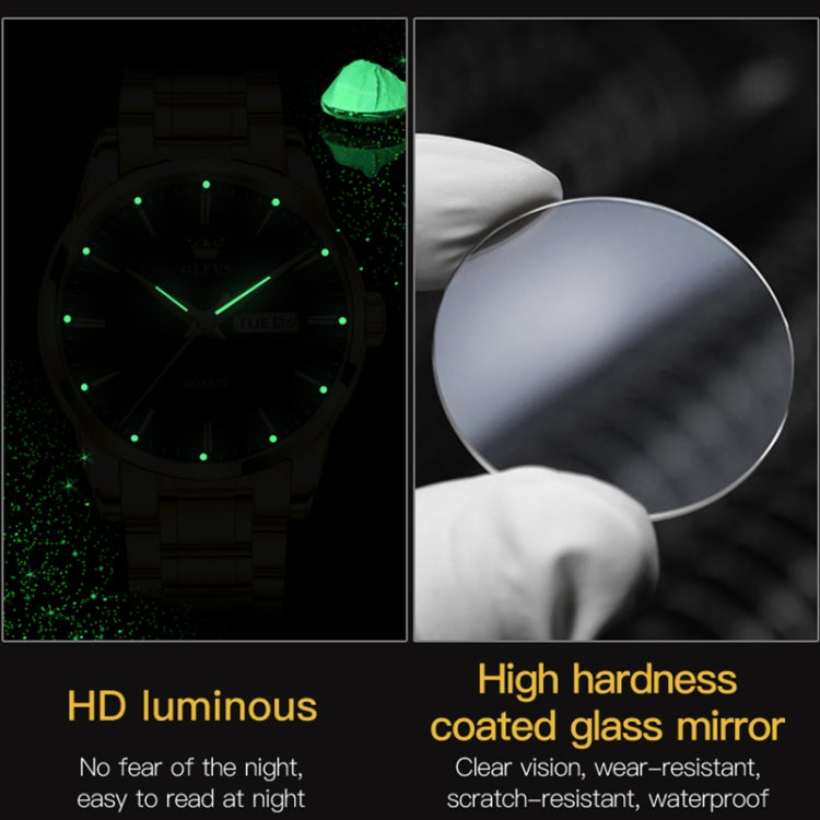 OLEVS 6898 Men Waterproof Luminous Steel Watch Band Quartz Watch, Black Blue Steel, Gold Black, Gold Blue, Gold White, Black Steel
