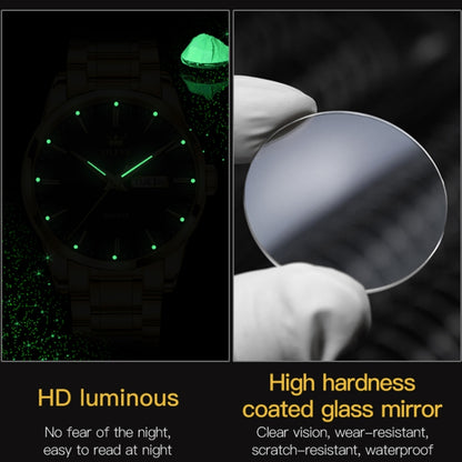 OLEVS 6898 Men Waterproof Luminous Steel Watch Band Quartz Watch, Black Blue Steel, Gold Black, Gold Blue, Gold White, Black Steel