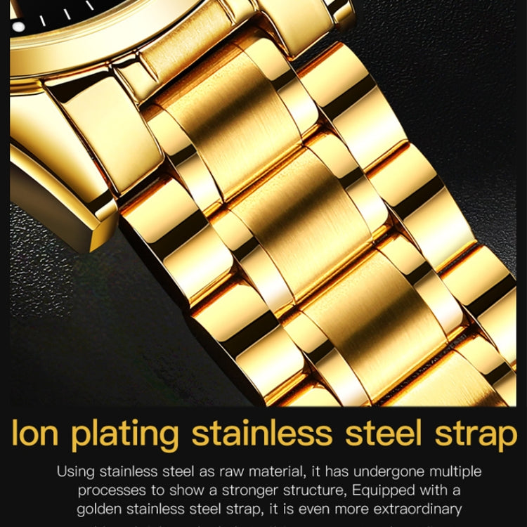 OLEVS 6898 Men Waterproof Luminous Steel Watch Band Quartz Watch, Black Blue Steel, Gold Black, Gold Blue, Gold White, Black Steel