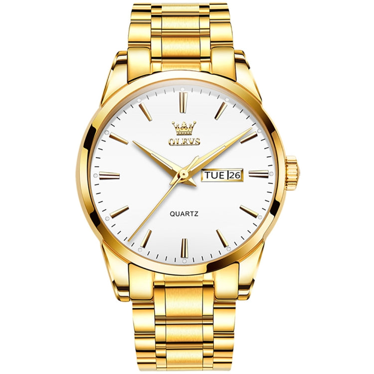 OLEVS 6898 Men Waterproof Luminous Steel Watch Band Quartz Watch, Black Blue Steel, Gold Black, Gold Blue, Gold White, Black Steel