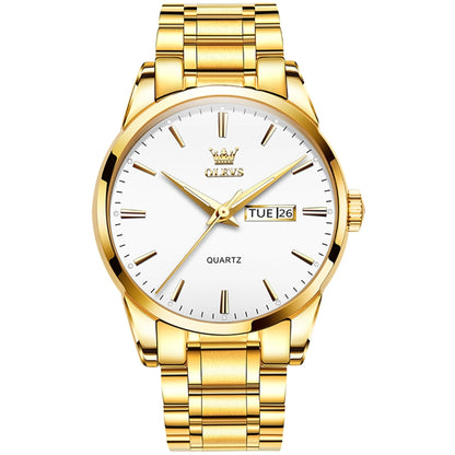 OLEVS 6898 Men Waterproof Luminous Steel Watch Band Quartz Watch, Black Blue Steel, Gold Black, Gold Blue, Gold White, Black Steel