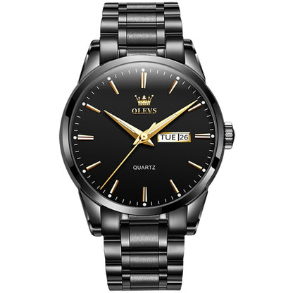 OLEVS 6898 Men Waterproof Luminous Steel Watch Band Quartz Watch, Black Blue Steel, Gold Black, Gold Blue, Gold White, Black Steel