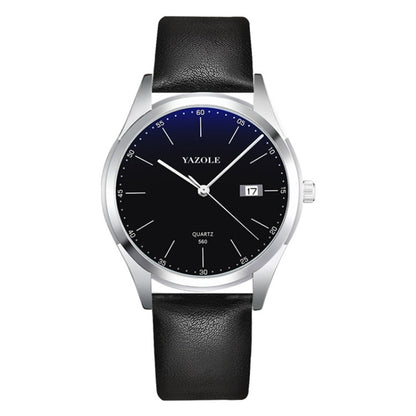 YAZOLE 560 Leather Strap Quartz Movement Waterproof Men Watch