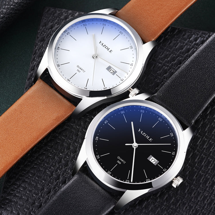 YAZOLE 560 Leather Strap Quartz Movement Waterproof Men Watch