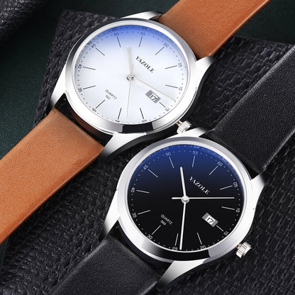 YAZOLE 560 Leather Strap Quartz Movement Waterproof Men Watch