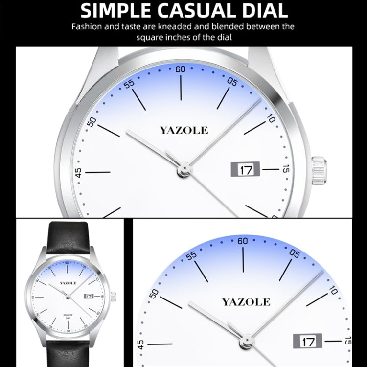 YAZOLE 560 Leather Strap Quartz Movement Waterproof Men Watch