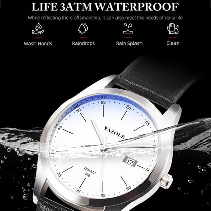 YAZOLE 560 Leather Strap Quartz Movement Waterproof Men Watch