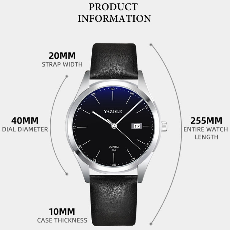 YAZOLE 560 Leather Strap Quartz Movement Waterproof Men Watch