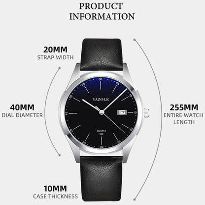 YAZOLE 560 Leather Strap Quartz Movement Waterproof Men Watch