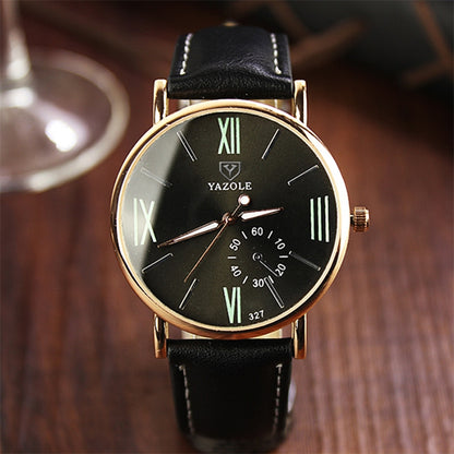 YAZOLE 327 Leather Strap Waterproof Luminous Ladies Watch