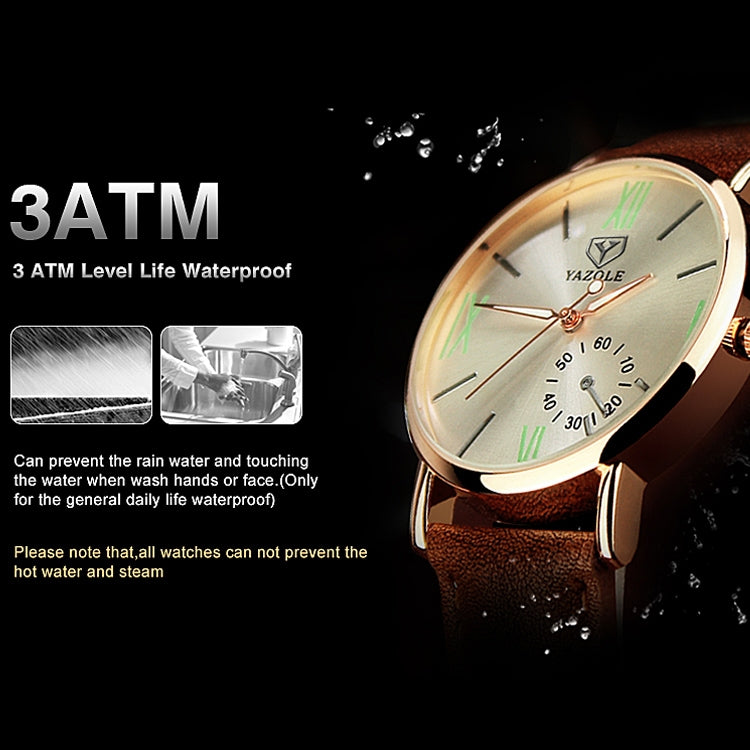 YAZOLE 327 Leather Strap Waterproof Luminous Ladies Watch