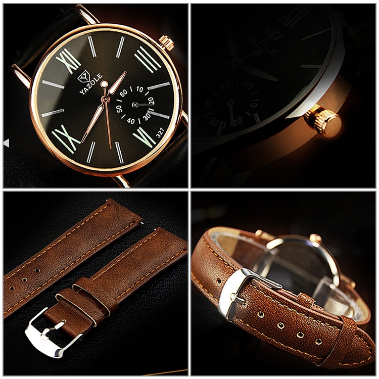YAZOLE 327 Leather Strap Waterproof Luminous Ladies Watch