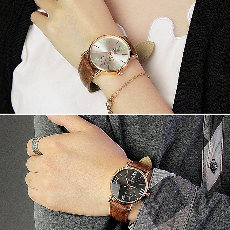 YAZOLE 327 Leather Strap Waterproof Luminous Ladies Watch