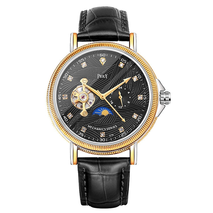 YAZOLE 315 Leather Band Large Dial Tourbillon Mechanical Watch