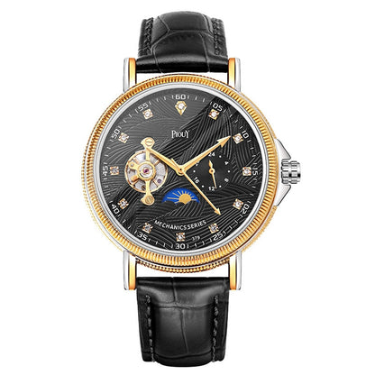 YAZOLE 315 Leather Band Large Dial Tourbillon Mechanical Watch