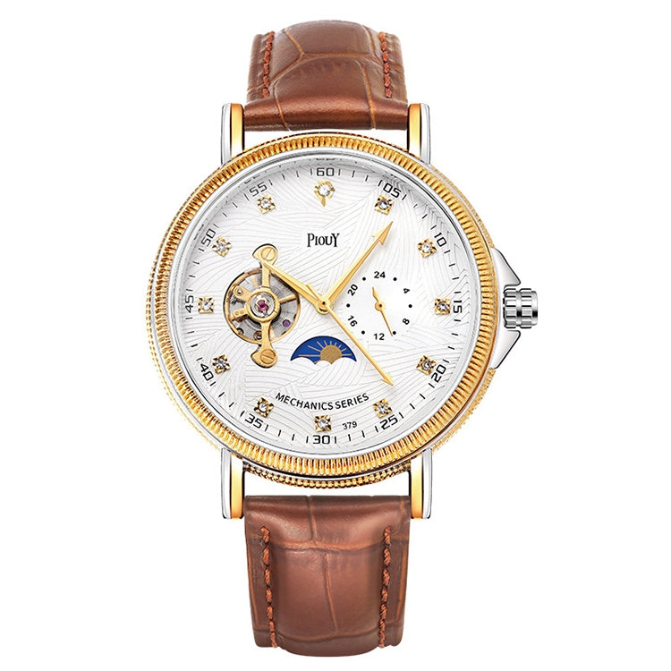 YAZOLE 315 Leather Band Large Dial Tourbillon Mechanical Watch