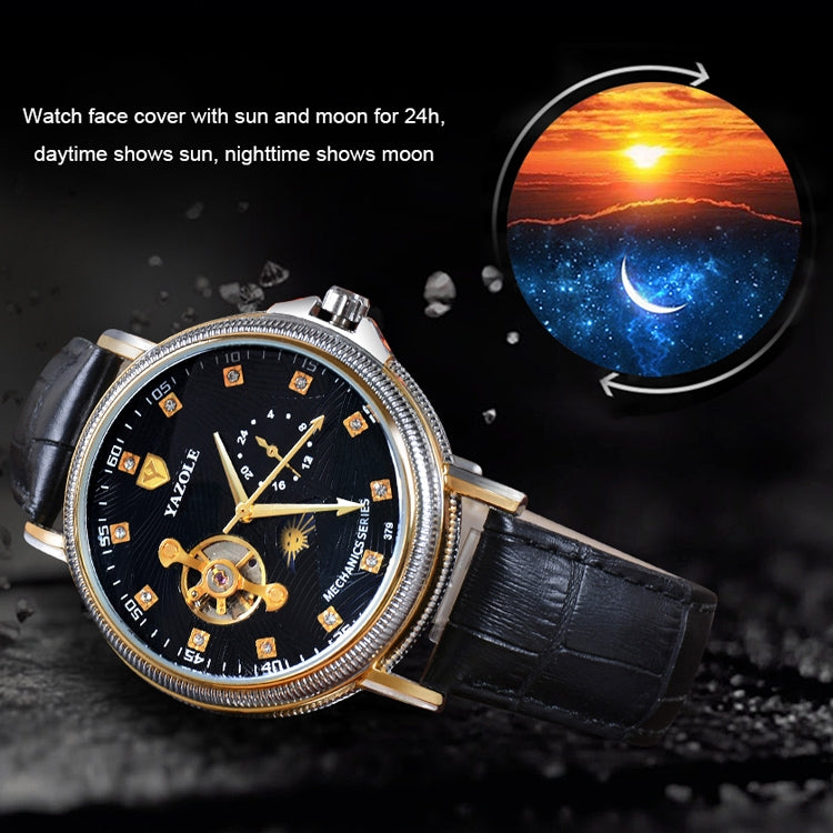 YAZOLE 315 Leather Band Large Dial Tourbillon Mechanical Watch