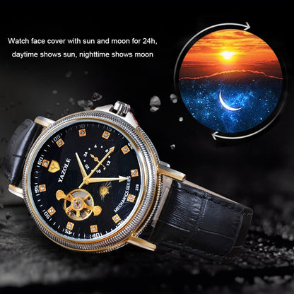 YAZOLE 315 Leather Band Large Dial Tourbillon Mechanical Watch