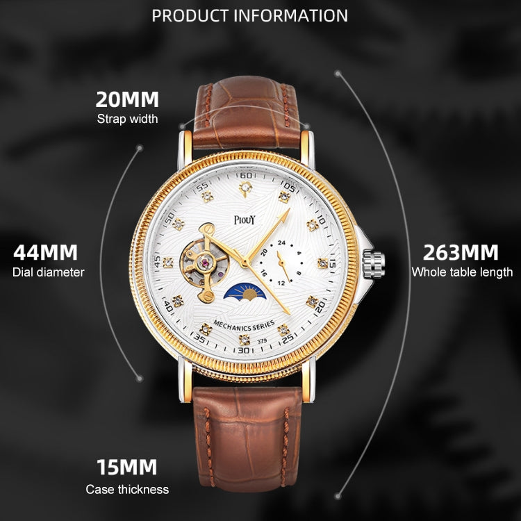 YAZOLE 315 Leather Band Large Dial Tourbillon Mechanical Watch