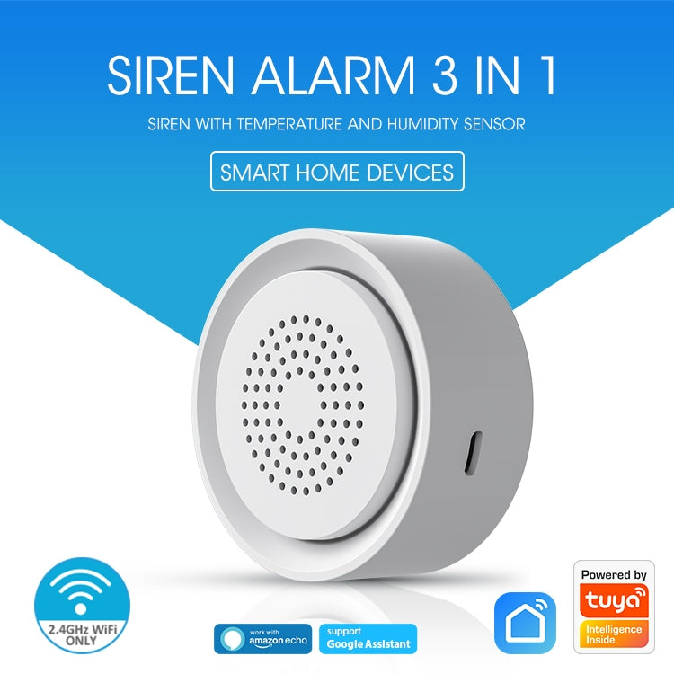 NEO NAS-AB03WT WiFi USB Siren Alarm with Temperature & Humidity Sensor, AB03WT