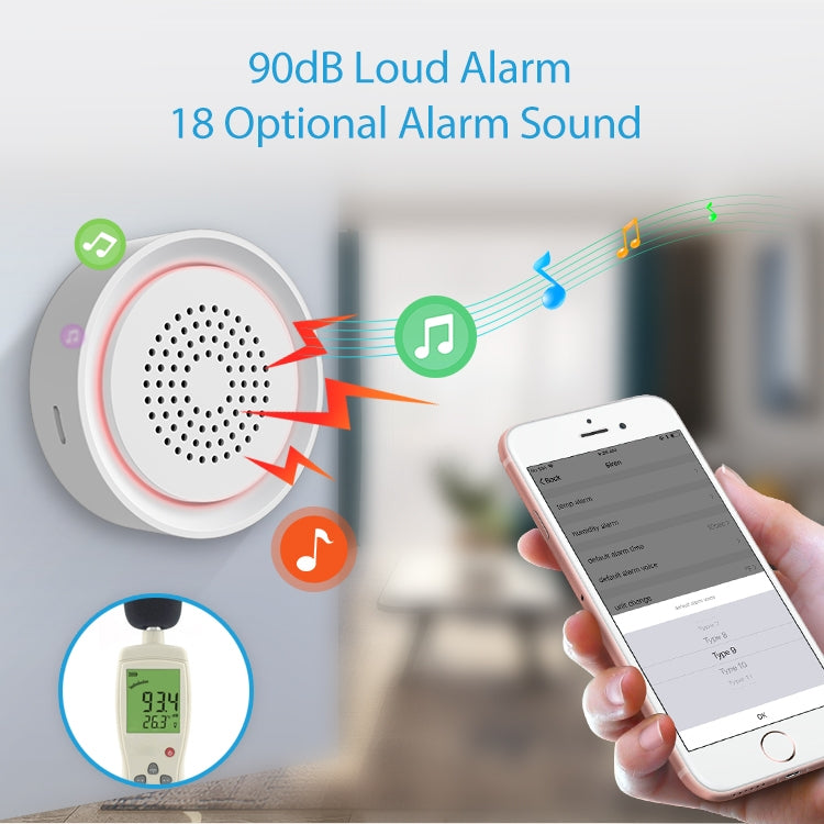 NEO NAS-AB03WT WiFi USB Siren Alarm with Temperature & Humidity Sensor, AB03WT