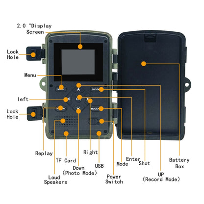 PR3000 2 Inch LCD Screen Infrared Night Vision Wildlife Hunting Trail Camera, PR3000