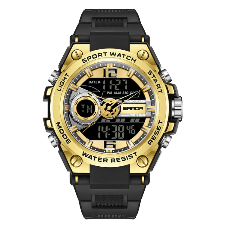 SANDA 6092 Luminous Dual Time Display Waterproof Sports Watch, EDA003166501A, EDA003166501B, EDA003166501C, EDA003166501D, EDA003166501E, EDA003166501F
