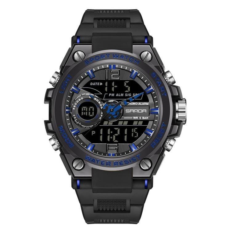 SANDA 6092 Luminous Dual Time Display Waterproof Sports Watch, EDA003166501A, EDA003166501B, EDA003166501C, EDA003166501D, EDA003166501E, EDA003166501F