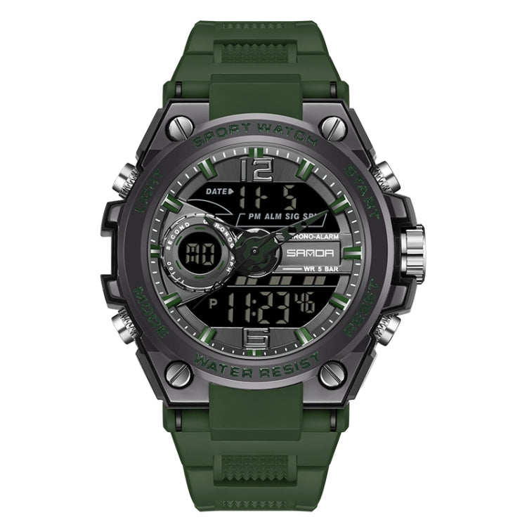 SANDA 6092 Luminous Dual Time Display Waterproof Sports Watch, EDA003166501A, EDA003166501B, EDA003166501C, EDA003166501D, EDA003166501E, EDA003166501F