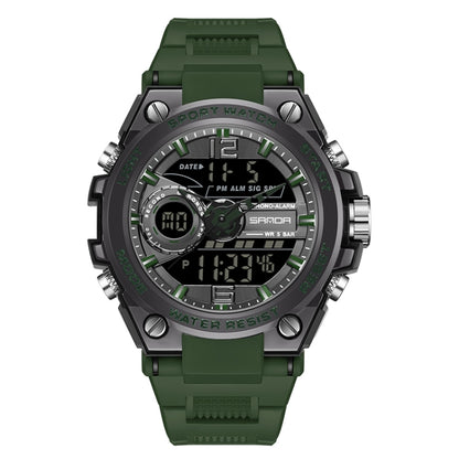 SANDA 6092 Luminous Dual Time Display Waterproof Sports Watch, EDA003166501A, EDA003166501B, EDA003166501C, EDA003166501D, EDA003166501E, EDA003166501F