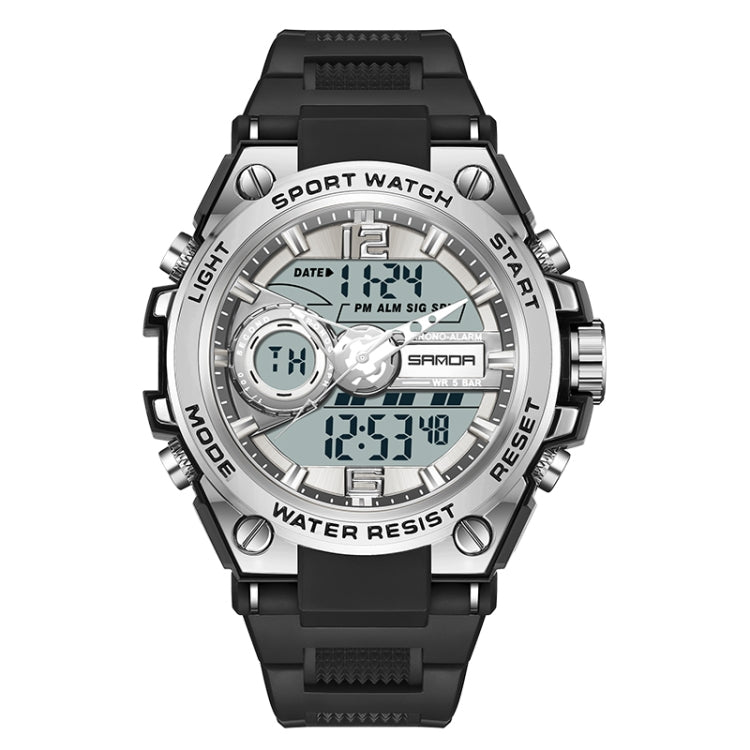 SANDA 6092 Luminous Dual Time Display Waterproof Sports Watch, EDA003166501A, EDA003166501B, EDA003166501C, EDA003166501D, EDA003166501E, EDA003166501F
