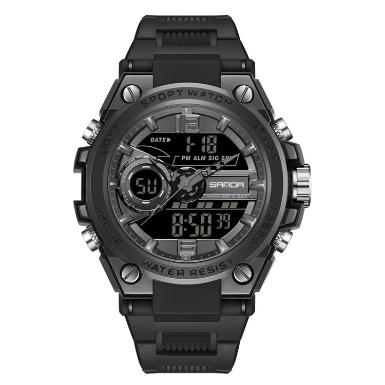 SANDA 6092 Luminous Dual Time Display Waterproof Sports Watch, EDA003166501A, EDA003166501B, EDA003166501C, EDA003166501D, EDA003166501E, EDA003166501F
