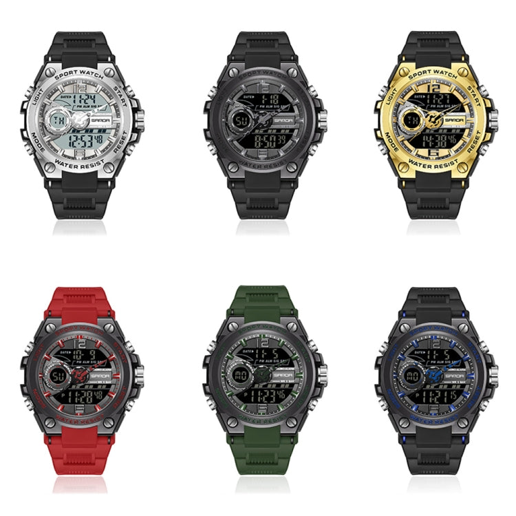 SANDA 6092 Luminous Dual Time Display Waterproof Sports Watch, EDA003166501A, EDA003166501B, EDA003166501C, EDA003166501D, EDA003166501E, EDA003166501F