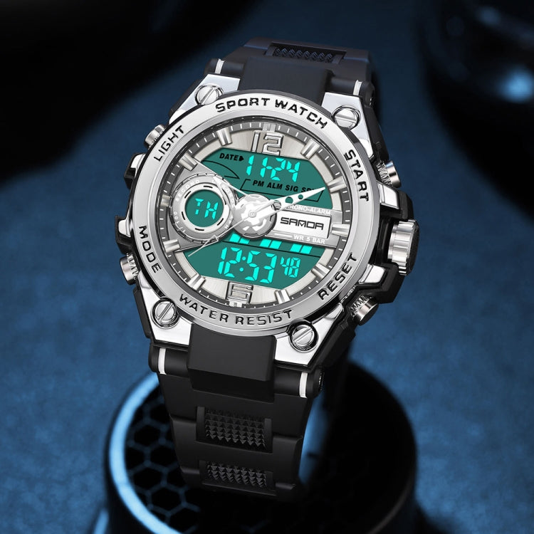 SANDA 6092 Luminous Dual Time Display Waterproof Sports Watch, EDA003166501A, EDA003166501B, EDA003166501C, EDA003166501D, EDA003166501E, EDA003166501F