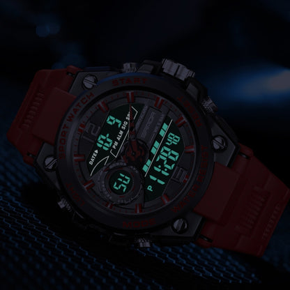 SANDA 6092 Luminous Dual Time Display Waterproof Sports Watch, EDA003166501A, EDA003166501B, EDA003166501C, EDA003166501D, EDA003166501E, EDA003166501F
