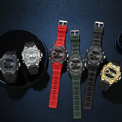 SANDA 6092 Luminous Dual Time Display Waterproof Sports Watch, EDA003166501A, EDA003166501B, EDA003166501C, EDA003166501D, EDA003166501E, EDA003166501F