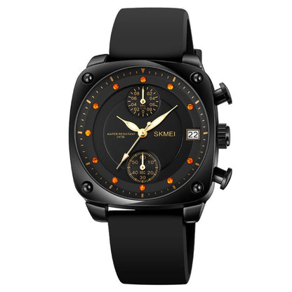 SKMEI 1903 Stainless Steel Buckle Silicone Strap Waterproof Quartz Watch