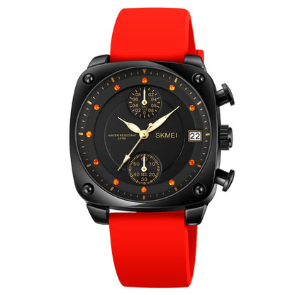 SKMEI 1903 Stainless Steel Buckle Silicone Strap Waterproof Quartz Watch