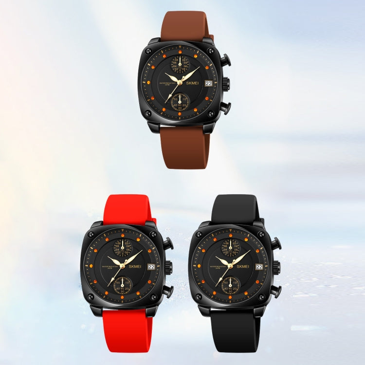 SKMEI 1903 Stainless Steel Buckle Silicone Strap Waterproof Quartz Watch