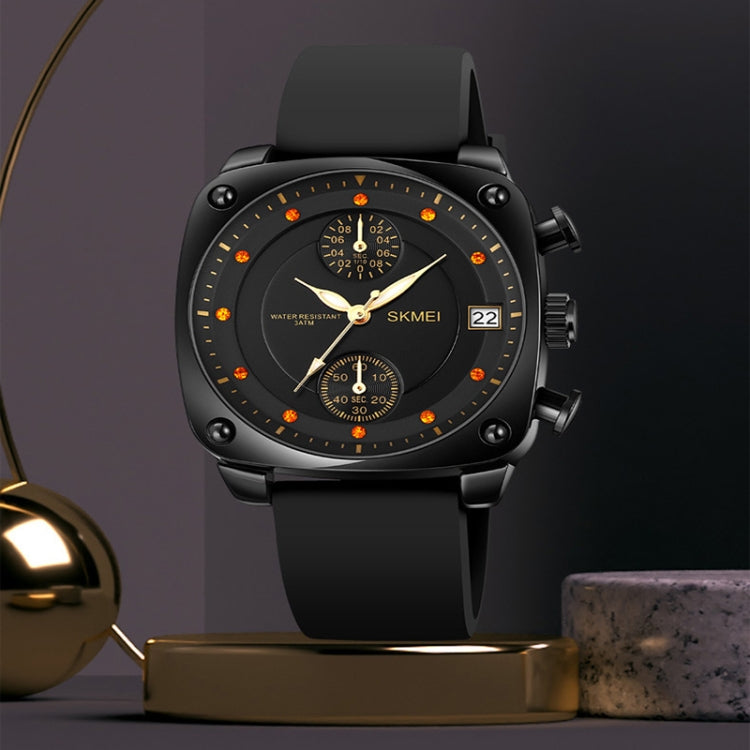 SKMEI 1903 Stainless Steel Buckle Silicone Strap Waterproof Quartz Watch