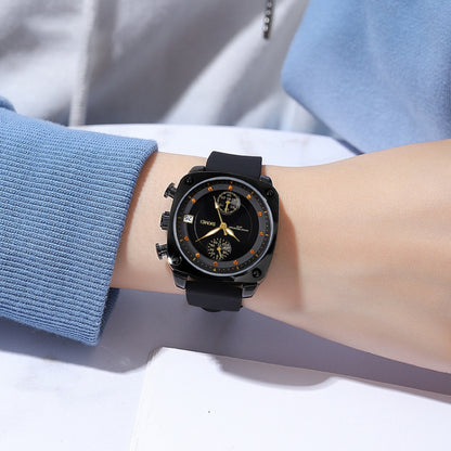 SKMEI 1903 Stainless Steel Buckle Silicone Strap Waterproof Quartz Watch